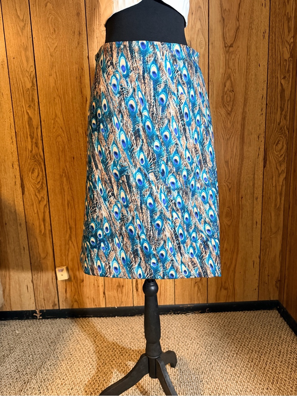 Talbots Peacock Print Skirt in Blue